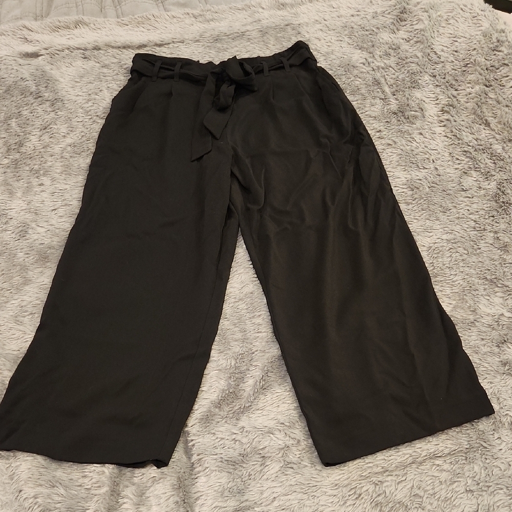 Belted Zara Black Ankle Cropped Pants Size M!